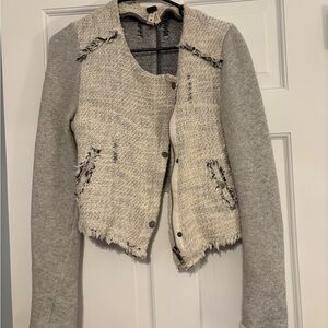We The Free Gray and Cream Textured Blazer